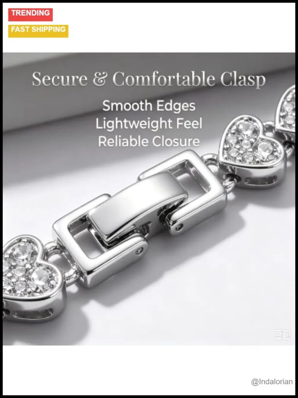Titanium Steel Tennis Bracelet 7in Full Pave Cubic Zirconia Easy-Hook Clasp
